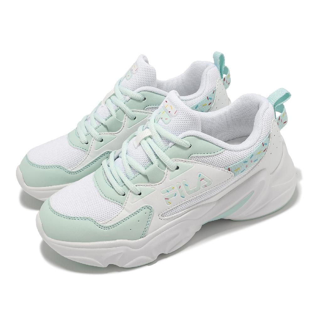 Fila  斐樂 休閒鞋 Hidden Tape 9 女鞋 白 蒂芬妮綠 拼接 緩衝 厚底 老爹鞋 5J929Y166