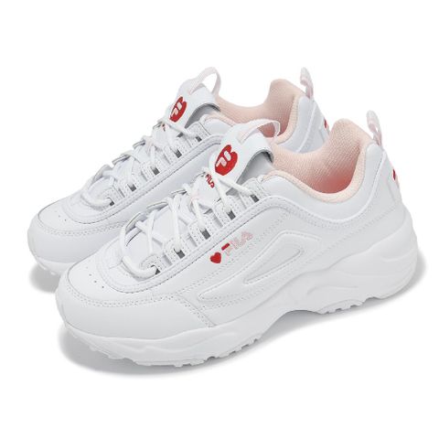 Fila Fila 斐樂 休閒鞋 Distracer Heart 女鞋 白 粉 情人節 厚底 增高 老爹鞋 5C623Y128