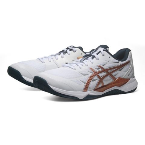 Asics 亞瑟士 排球鞋 GEL-TACTIC 12 白 古銅金 寬楦 羽排鞋 男 1073A071101