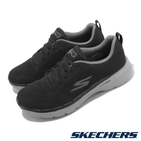 SKECHERS 斯凱奇 斯凱奇 休閒鞋 Go Walk 6 男鞋 黑 灰 機能 健走 支撐 緩衝 運動鞋 216624BKGY