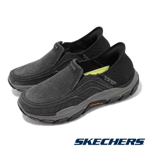 SKECHERS 斯凱奇 休閒鞋 Respected-Holmgren Slip-Ins 男鞋 黑 帆布 緩震 無鞋帶 懶人鞋 204809BLK