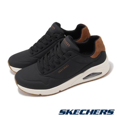 Skechers 斯凱奇 休閒鞋 Uno-Suited On Air 男鞋 黑 棕 氣墊 緩衝 厚底 增高 運動鞋 183004BLK