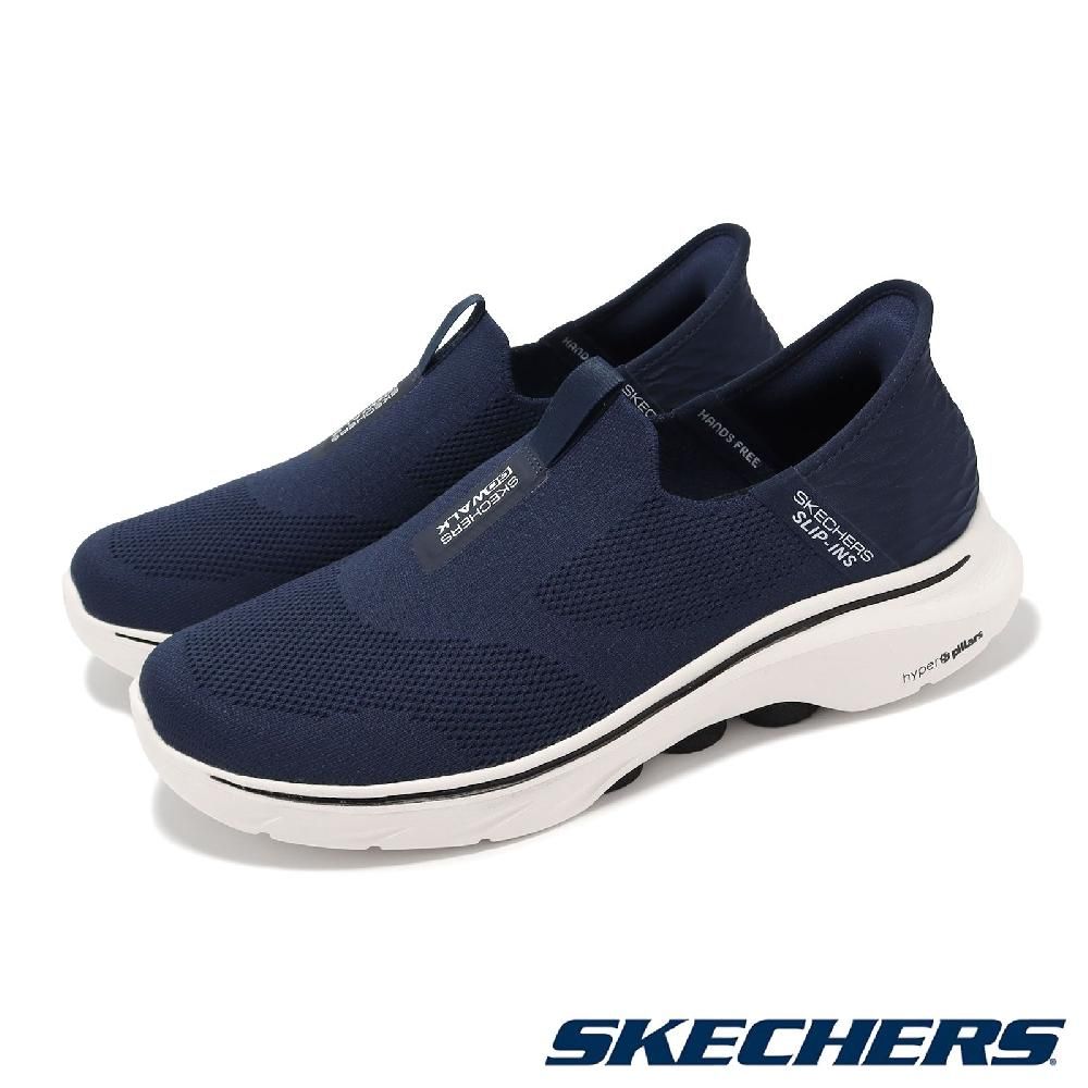 SKECHERS  斯凱奇 休閒鞋 Go Walk 7-Easy On 2 Slip-Ins 男鞋 藍 白 套入式 避震 輕量 216641NVY