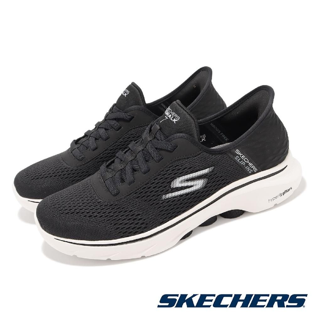 SKECHERS  斯凱奇 休閒鞋 Go Walk 7-Free Hand 2 Slip-Ins 男鞋 黑 白 套入式 避震 216648BKW