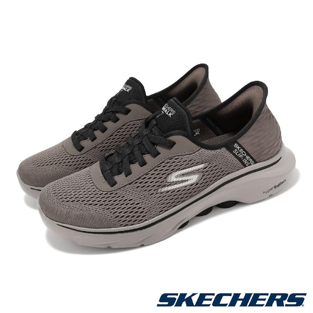 SKECHERS  斯凱奇 休閒鞋 Go Walk 7-Free Hand 2 Slip-Ins 男鞋 棕 黑 套入式 避震 216648BRN