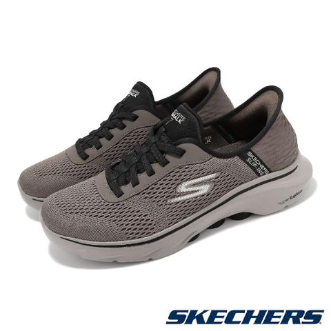 SKECHERS 斯凱奇 斯凱奇 休閒鞋 Go Walk 7-Free Hand 2 Slip-Ins 男鞋 棕 黑 套入式 避震 216648BRN