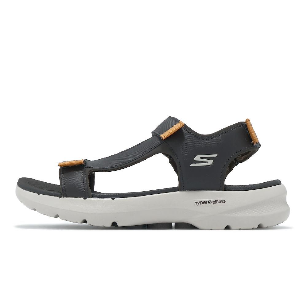 SKECHERS  斯凱奇 涼鞋 Go Walk 6 Sandal 男鞋 棕 橘 避震 支撐 魔鬼氈 涼拖鞋 休閒鞋  229126OLOR