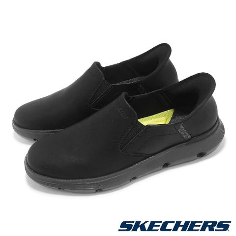 SKECHERS 斯凱奇 休閒鞋 Garze-Albers Slip-Ins 男鞋 黑 套入式 輕量 緩衝 皮鞋 205061BBK