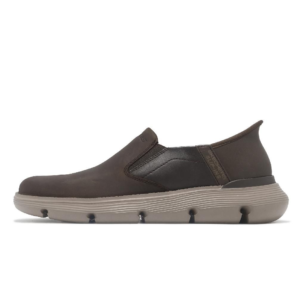 SKECHERS  斯凱奇 休閒鞋 Garze-Albers Slip-Ins 男鞋 棕 套入式 輕量 緩衝 皮鞋 205061CHOC