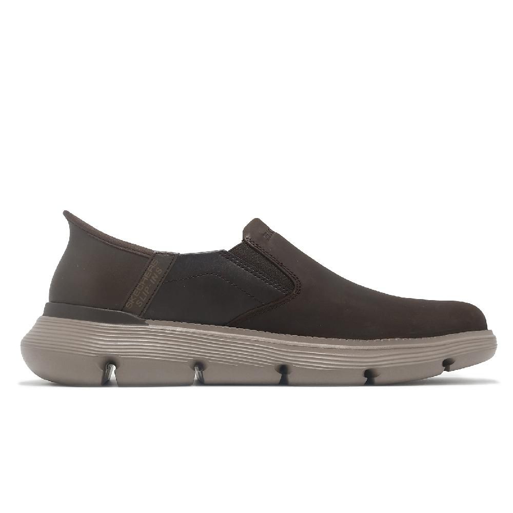 SKECHERS  斯凱奇 休閒鞋 Garze-Albers Slip-Ins 男鞋 棕 套入式 輕量 緩衝 皮鞋 205061CHOC