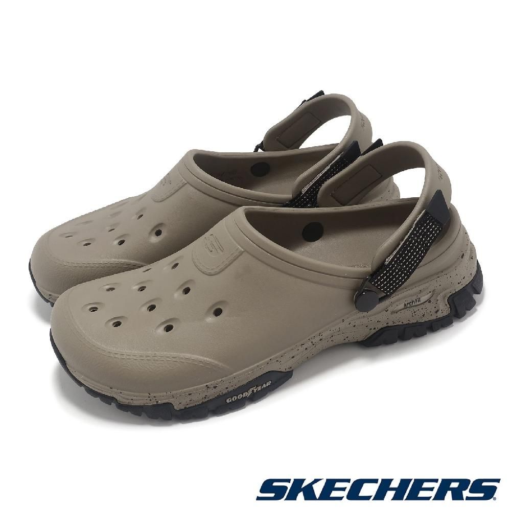 SKECHERS  斯凱奇 園丁鞋 Arch Fit Foamies Outdoor 男鞋 卡其 洞洞鞋 輪胎大底 戶外鞋 243341KHK