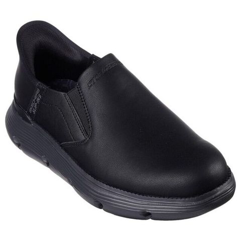 Skechers Garza [205061BBK] 男 休閒鞋 皮鞋 瞬穿舒適科技 套入式 緩震 百搭 全黑