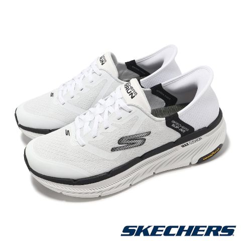 SKECHERS 斯凱奇 斯凱奇 慢跑鞋 Max Cushioning Premier 2.0 Slip-Ins 男鞋 白黑 套入式 220526WBK