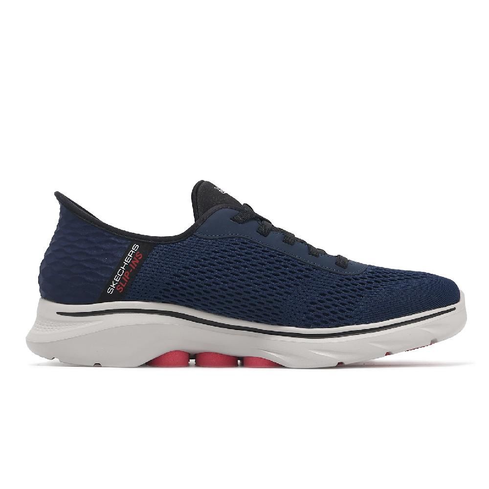 SKECHERS  斯凱奇 休閒鞋 Go Walk 7-Free Hand 2 Slip-Ins 男鞋 藍 紅 套入式 緩衝 216648NVRD