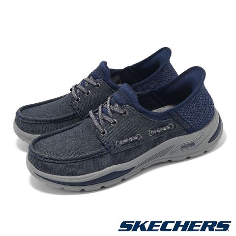 Skechers 斯凱奇 休閒鞋 Arch Fit Motley-Paco Slip-Ins 男鞋 藍 套入式 帆船鞋 懶人鞋 205203NVY