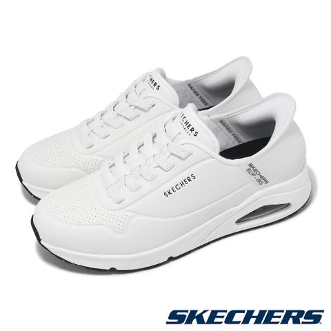 SKECHERS 斯凱奇 休閒鞋 Uno-Easy-Air Wide Slip-Ins 男鞋 白 氣墊 套入式 懶人鞋 183005WWHT