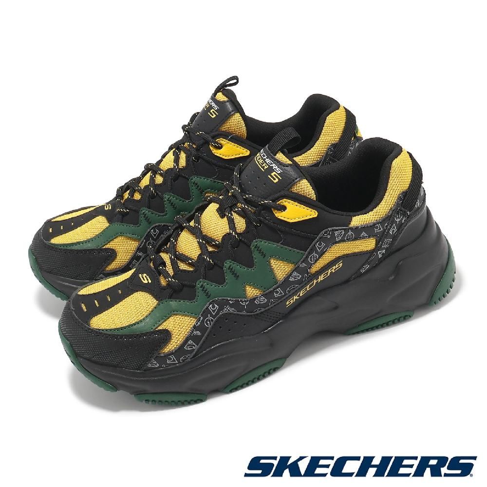 SKECHERS  斯凱奇 x DC 休閒鞋 Lander S 男鞋 黑 黃 綠 聯名 Aquaman 拼接 厚底 復古 老爹鞋 802016YLMT