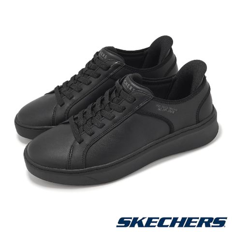 SKECHERS 休閒鞋 Court Break-Double Vented Slip-Ins 男鞋 寬楦 黑 厚底 183177WBBK