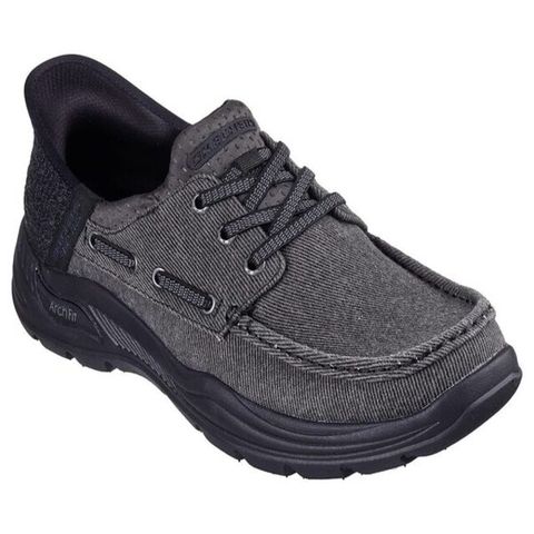 SKECHERS Arch Fit Motley - Paco [205203BLK] 男 休閒鞋 帆船鞋 套入式 深灰