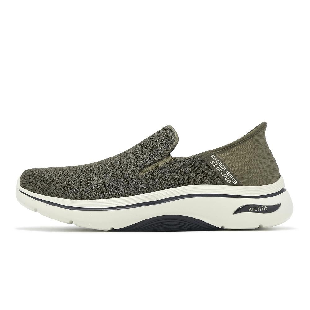 SKECHERS Skechers 斯凱奇 健走鞋 Go Walk Arch Fit 2.0 Slip-Ins 男鞋 橄欖綠 回彈 套入 休閒鞋 216600OLV