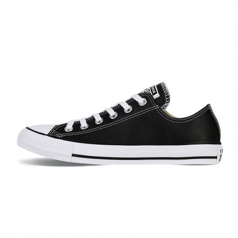 CONVERSE 匡威 CT OX BLACK All Star LTHR 男女鞋 皮革款 低筒休閒鞋 黑色(132174C)