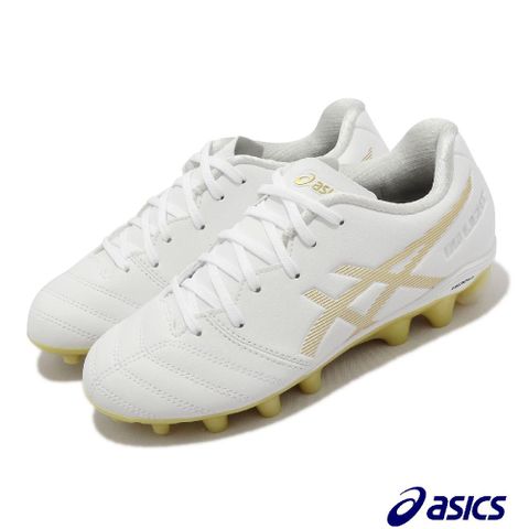 Asics 足球鞋 DS Light Jr GS 大童鞋 女鞋 白 金 塑膠鞋釘 草地球場 亞瑟士 1104A046122