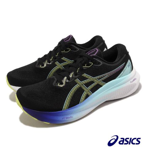 Asics 亞瑟士 慢跑鞋 GEL-Kayano 30 D 寬楦 女鞋 黑 藍 支撐 4D引導穩定系統 路跑 1012B503003