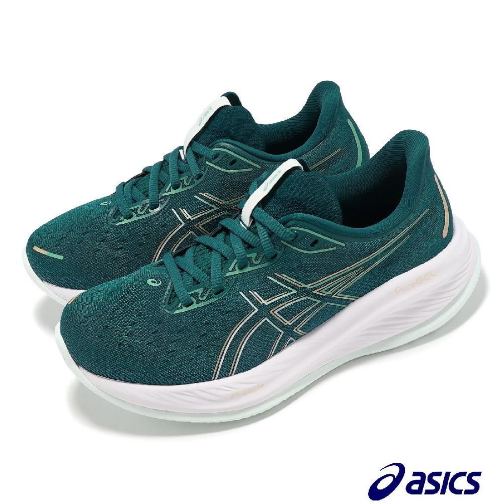 Asics 亞瑟士   慢跑鞋 GEL-Cumulus 26 D 女鞋 寬楦 綠 白 緩衝 厚底 運動鞋 1012B600300