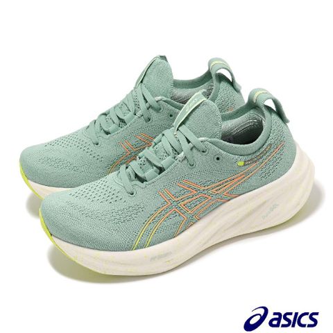 Asics 亞瑟士 慢跑鞋 GEL-Nimbus 26 女鞋 綠 米白 緩衝 厚底 運動鞋 1012B601301