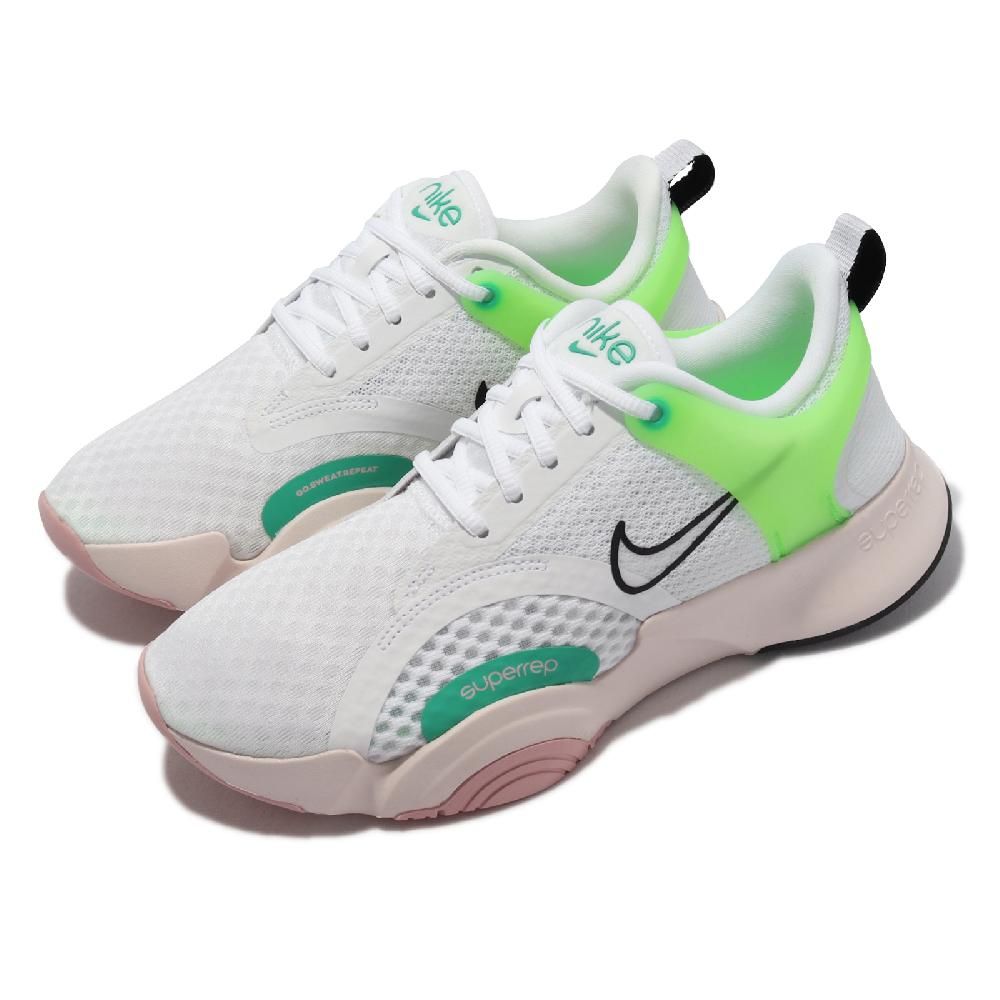 NIKE 耐吉  訓練鞋 Wmns Superrep Go 2 白 綠 健身專用 女鞋 包覆支撐 CZ0612-136