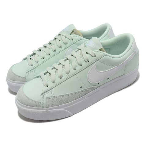 NIKE 耐吉 休閒鞋 Wmns Blazer Low Platform 女鞋 蘋果綠 厚底 增高 白勾 皮革 麂皮 DJ0292-300