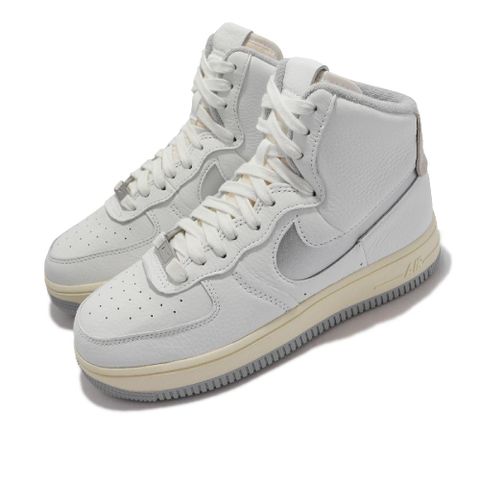 NIKE 耐吉 休閒鞋 W AF1 Sculpt 女鞋 復古 高筒 白 銀 奶油底 DC3590-101