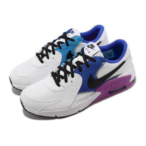 Nike 休閒鞋 Air Max Excee GS 大童鞋 女鞋 白 黑 紫 氣墊鞋 厚底增高 皮革 運動鞋 CD6894-117
