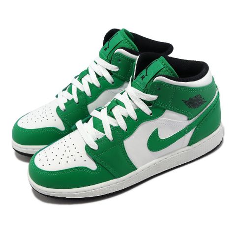 NIKE 耐吉 Air Jordan 1 Mid GS 大童鞋 女鞋 綠 Lucky Green AJ1 喬丹 DQ8423-301