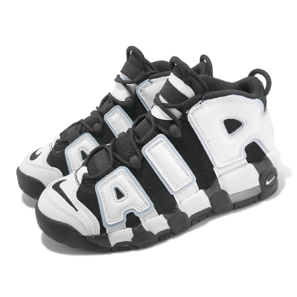 Nike 耐吉休閒鞋Air More Uptempo GS 大童女鞋黑白麂皮漆皮大Air 經典