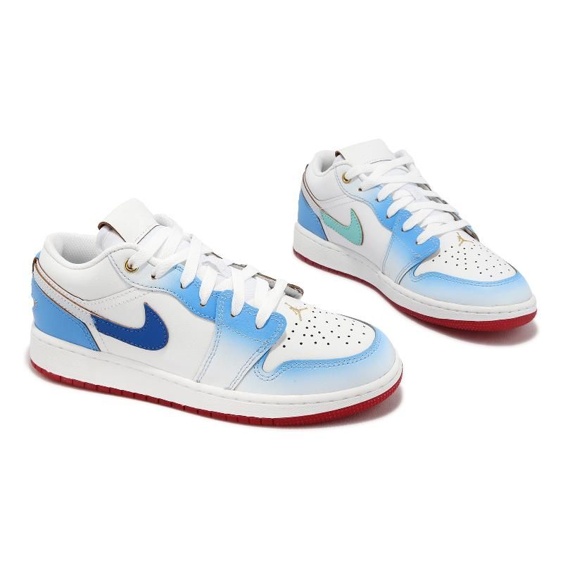 Nike 耐吉Air Jordan 1 Low SE GS 大童鞋女鞋白藍紅漸層AJ1 FN8895-141 