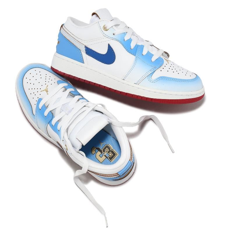 Nike 耐吉Air Jordan 1 Low SE GS 大童鞋女鞋白藍紅漸層AJ1 FN8895-141 