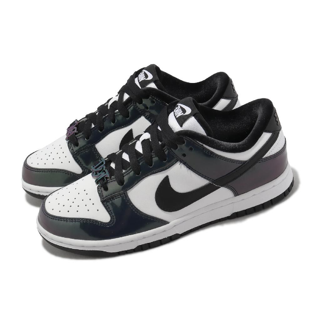 Nike 耐吉休閒鞋Wmns Dunk Low SE 女鞋黑白變色龍漆皮Just Do It