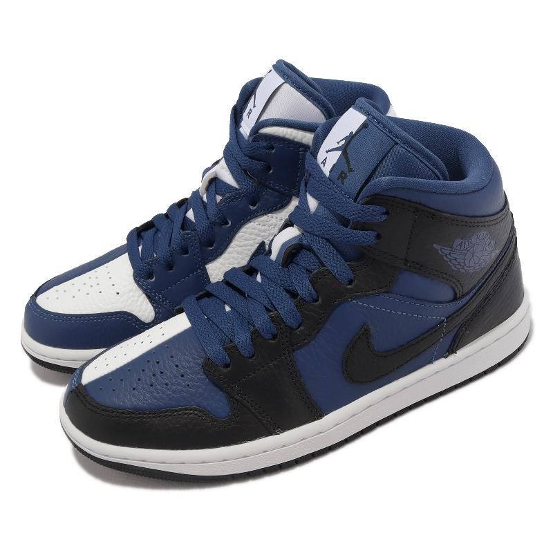 Nike 休閒鞋Wmns Air Jordan 1 Mid SE 女鞋黑藍陰陽Split AJ1 喬丹高筒