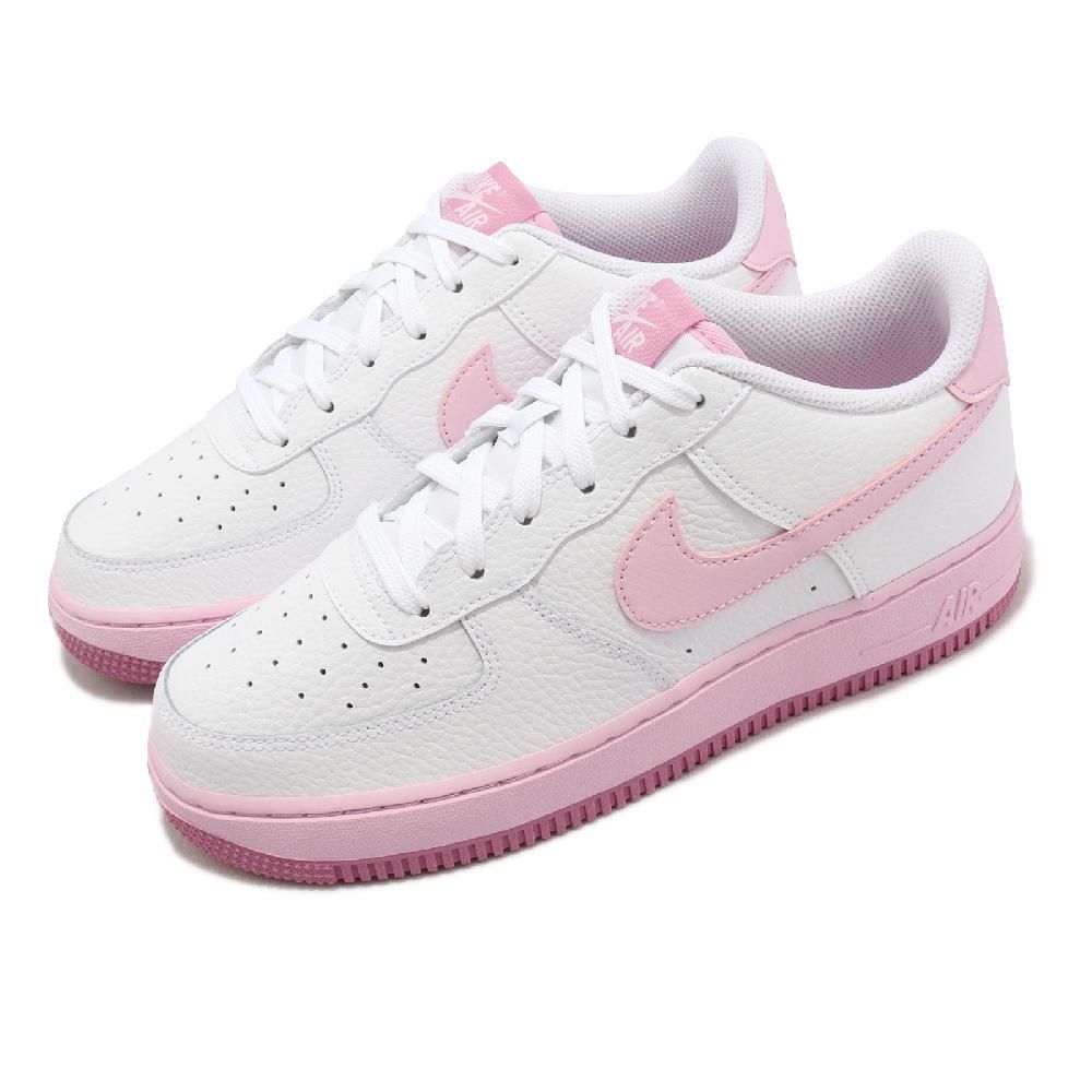 NIKE 耐吉  休閒鞋 Air Force 1 GS 大童 女鞋 白 粉紅色 AF1 經典 皮革  CT3839-107