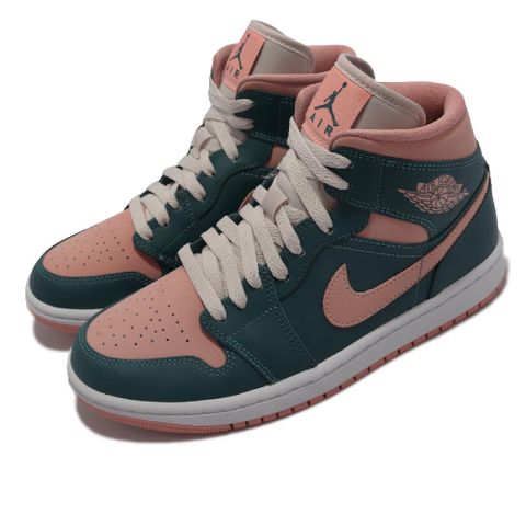 Nike 耐吉 休閒鞋 Wmns Air Jordan 1 Mid 女鞋 粉 藍綠 中筒 喬丹 一代 AJ1 BQ6472-308