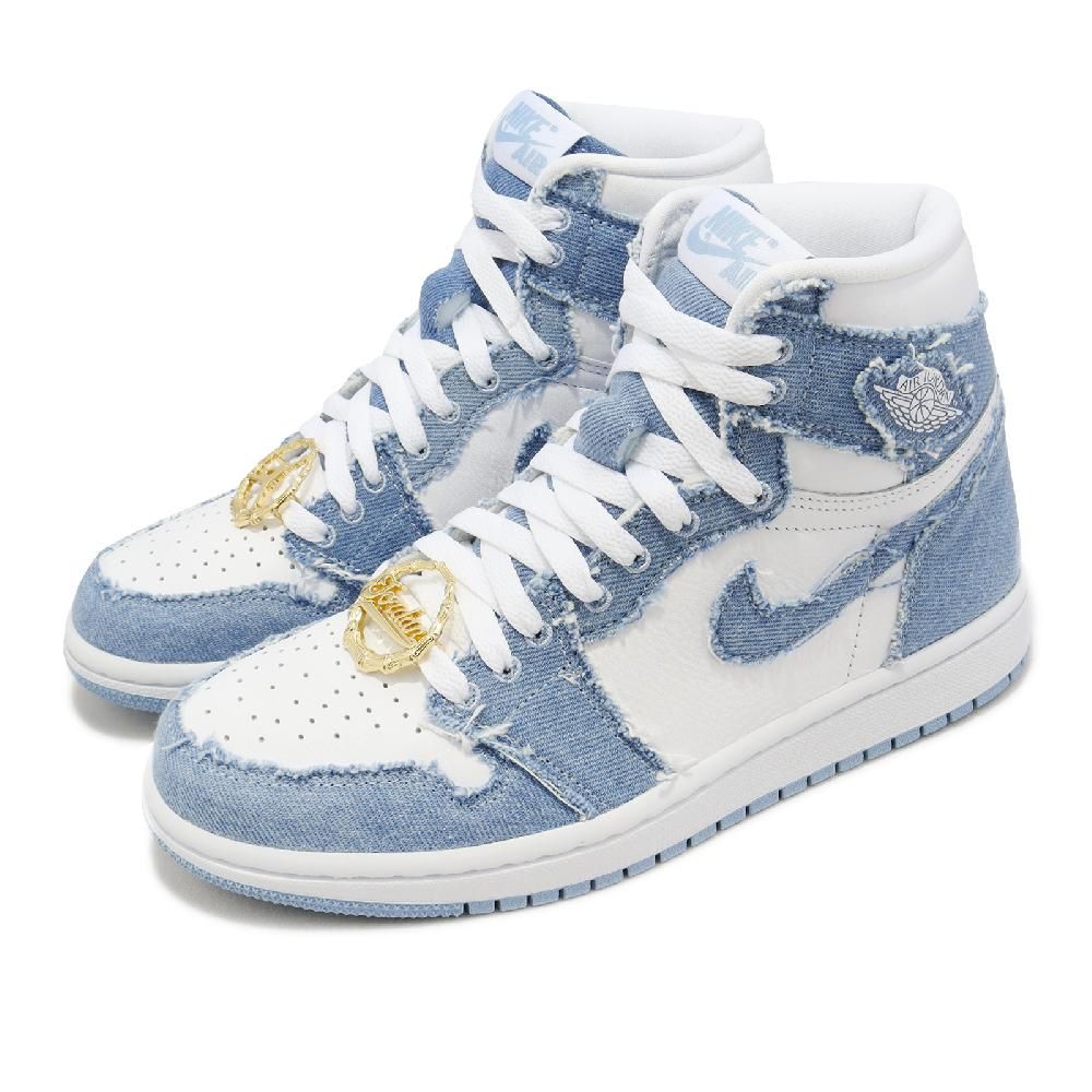 Nike 耐吉Wmns Air Jordan 1 Retro HI OG 女鞋單寧藍皮革水洗AJ1 高筒