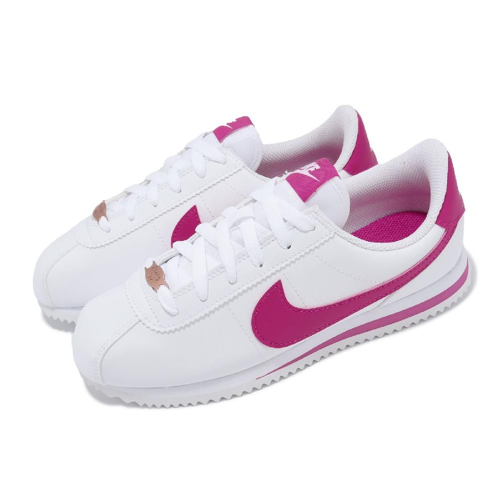 NIKE 耐吉   休閒鞋 Cortez Basic SL GS 大童 女鞋 白 桃紅 皮革 阿甘鞋 運動鞋   904764-109