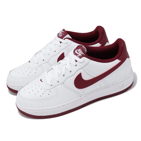 NIKE 耐吉 休閒鞋 Air Force 1 GS 大童 女鞋 白 紅 皮革 AF1 經典 運動鞋 FV5948-105