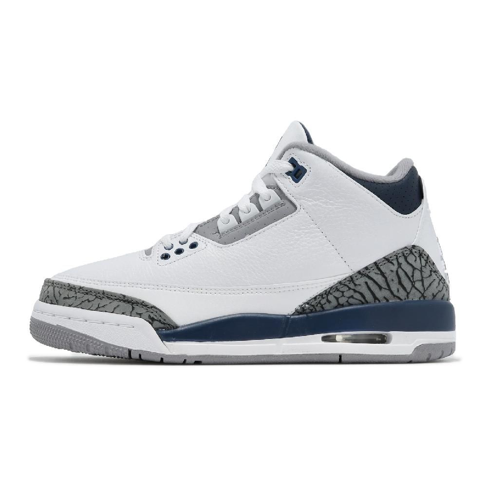 Nike 耐吉休閒鞋Air Jordan 3 Retro GS 大童女鞋白灰午夜藍三代復刻AJ3 