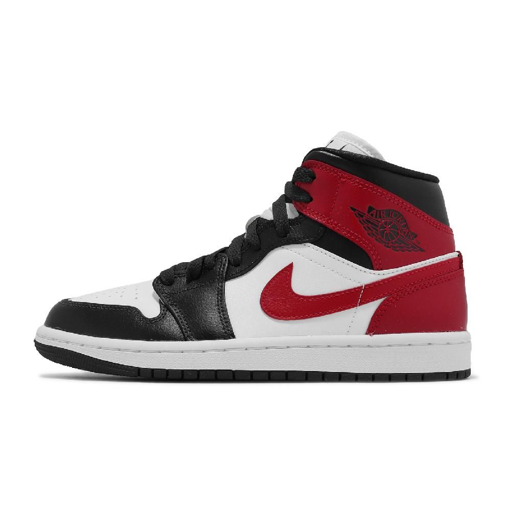 Nike 耐吉休閒鞋Wmns Air Jordan 1 Mid 女鞋男鞋白紅AJ1 一代黑頭