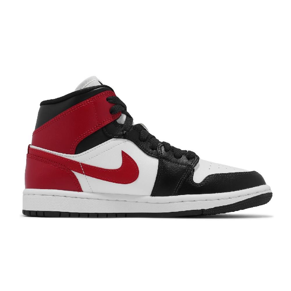 NIKE 耐吉   休閒鞋 Wmns Air Jordan 1 Mid 女鞋 男鞋 白 紅 AJ1 一代 黑頭 BQ6472-160