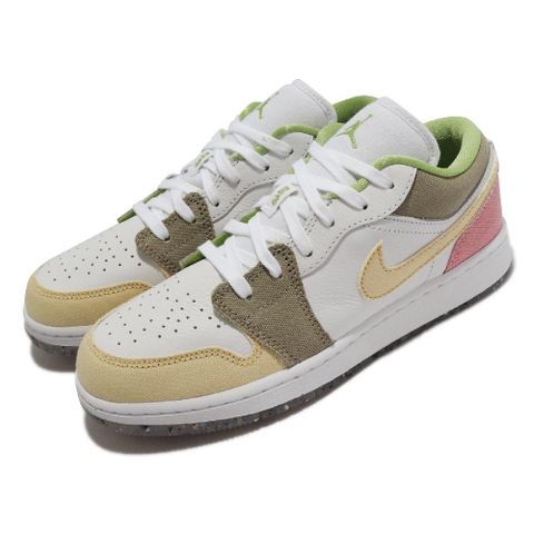 Nike 耐吉 休閒鞋 Air Jordan 1 Low SE GS 大童 女鞋 粉紅 黃棕 AJ1 甜彩 環保材質 DJ0341-100