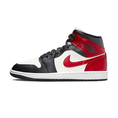 NIKE 耐吉 W Air Jordan 1 Mid 女 黑白紅 黑腳趾 AJ1 喬丹 休閒鞋 BQ6472-160