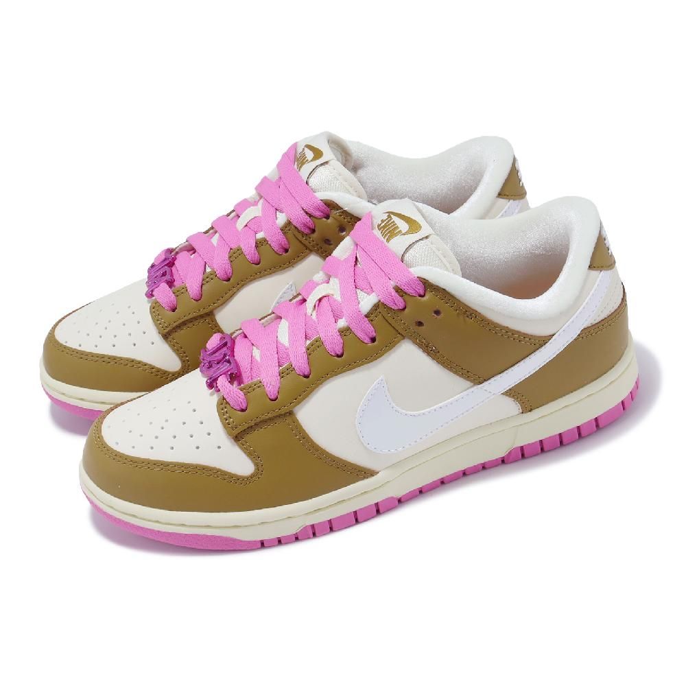 NIKE 耐吉   休閒鞋 Wmns Dunk Low SE Just Do It 女鞋 卡其 粉 皮革 經典 低筒 FD8683-700